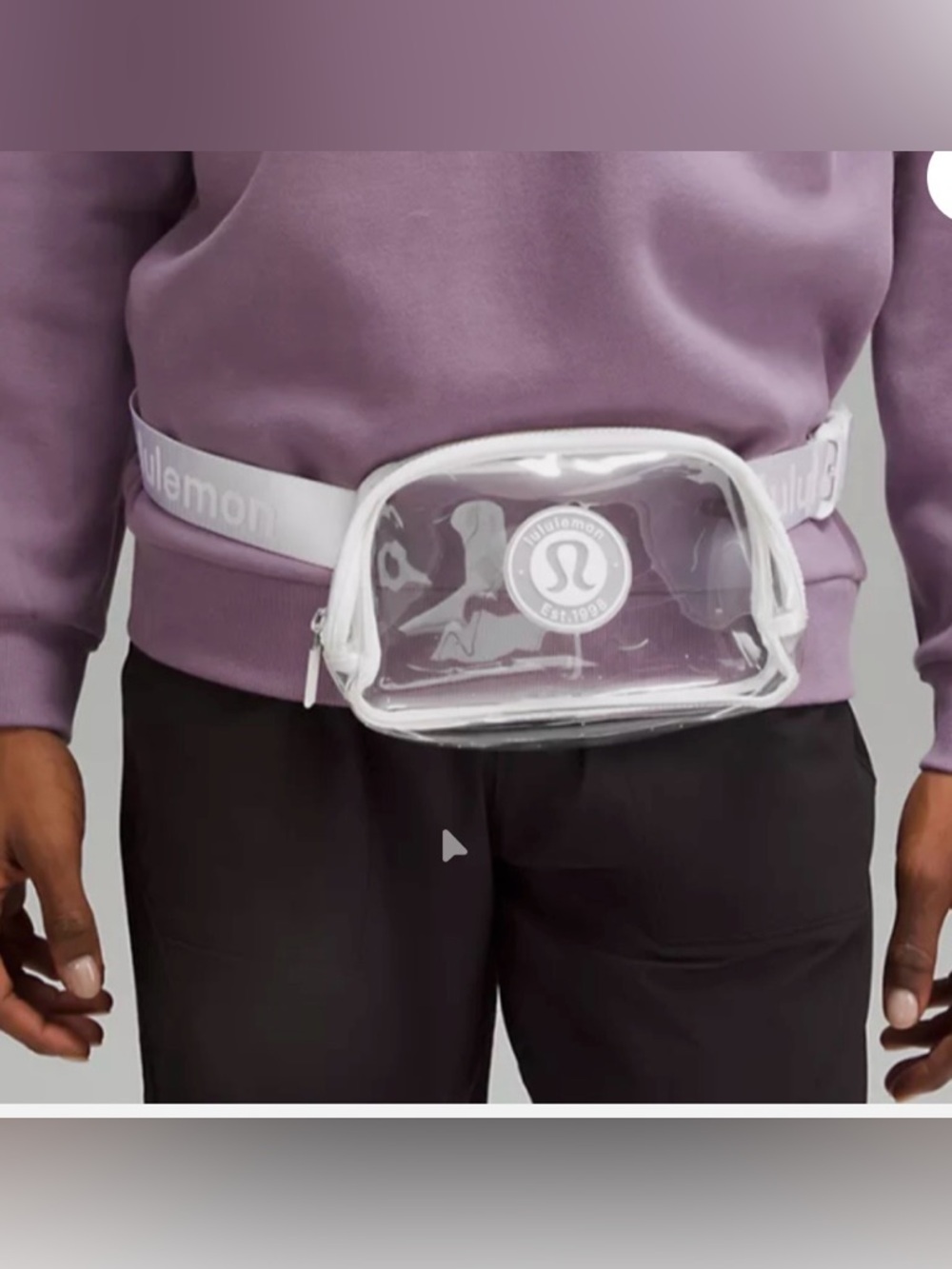 Lululemon Everywhere Belt Bag in the 1L Clear Stadium Bag model.